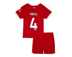 Liverpool Virgil van Dijk #4 kläder Barn 2023-24 Hemmatröja Kortärmad (+ korta byxor)